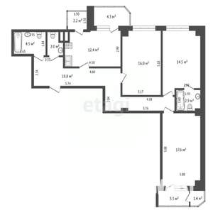 3-к квартира, вторичка, 95м2, 8/19 этаж