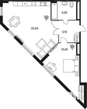 2-к квартира, строящийся дом, 49м2, 10/25 этаж