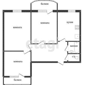 3-к квартира, вторичка, 66м2, 2/5 этаж
