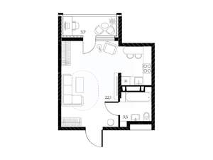 Студия квартира, вторичка, 28м2, 4/25 этаж