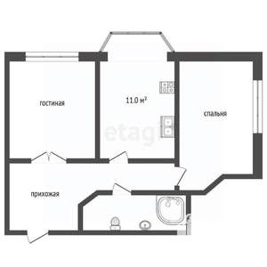 2-к квартира, вторичка, 57м2, 2/10 этаж