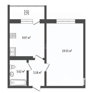 1-к квартира, вторичка, 38м2, 15/18 этаж