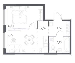 1-к квартира, вторичка, 33м2, 3/17 этаж