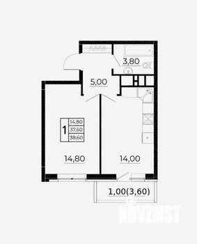 1-к квартира, вторичка, 39м2, 13/24 этаж
