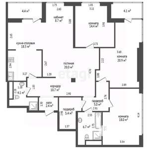 4-к квартира, вторичка, 136м2, 17/24 этаж