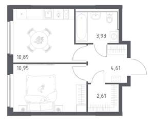 1-к квартира, вторичка, 33м2, 2/17 этаж