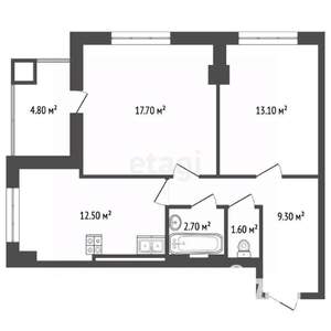 2-к квартира, вторичка, 62м2, 9/19 этаж