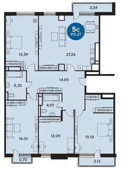 4-к квартира, вторичка, 114м2, 16/16 этаж