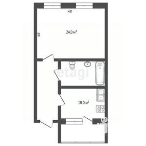1-к квартира, вторичка, 45м2, 1/4 этаж