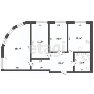 3-к квартира, вторичка, 80м2, 3/4 этаж