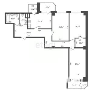 3-к квартира, вторичка, 94м2, 15/19 этаж