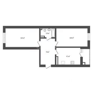 2-к квартира, вторичка, 51м2, 13/22 этаж