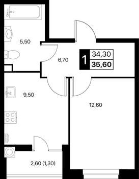 1-к квартира, вторичка, 36м2, 2/12 этаж