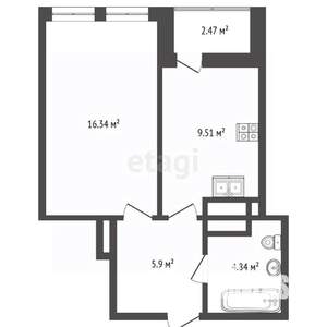 1-к квартира, вторичка, 39м2, 3/21 этаж