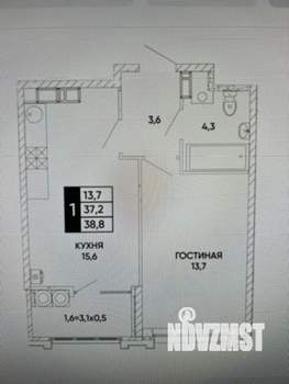 1-к квартира, вторичка, 37м2, 16/25 этаж