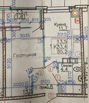 1-к квартира, вторичка, 35м2, 17/24 этаж