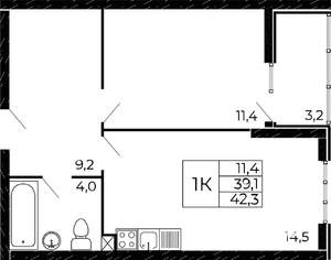 1-к квартира, вторичка, 41м2, 5/18 этаж