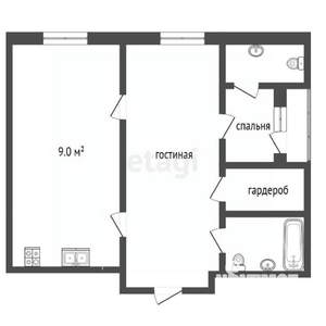 2-к квартира, вторичка, 56м2, 1/9 этаж