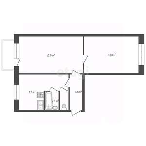 2-к квартира, вторичка, 44м2, 5/5 этаж