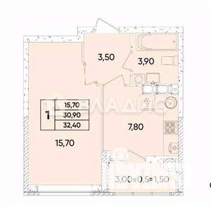 1-к квартира, вторичка, 38м2, 12/18 этаж