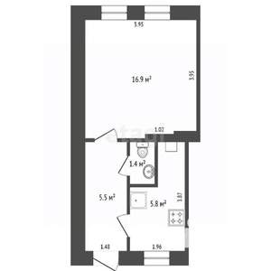 1-к квартира, вторичка, 35м2, 2/2 этаж