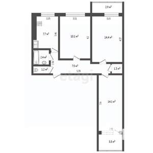 3-к квартира, вторичка, 62м2, 8/9 этаж