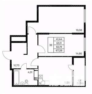 2-к квартира, вторичка, 67м2, 11/25 этаж