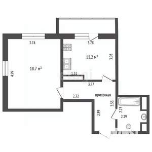 1-к квартира, вторичка, 42м2, 5/19 этаж