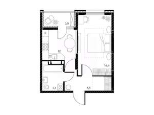 1-к квартира, вторичка, 33м2, 5/25 этаж