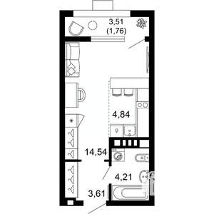 1-к квартира, вторичка, 29м2, 4/10 этаж