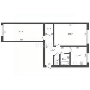 2-к квартира, вторичка, 45м2, 1/5 этаж