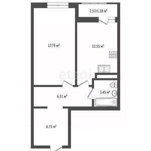 1-к квартира, вторичка, 48м2, 4/10 этаж