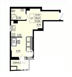 Студия квартира, строящийся дом, 29м2, 1/25 этаж