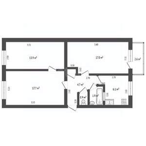 3-к квартира, вторичка, 62м2, 5/9 этаж