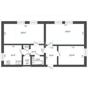 3-к квартира, вторичка, 70м2, 1/4 этаж