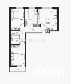 3-к квартира, вторичка, 75м2, 15/25 этаж