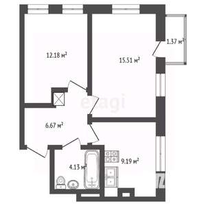 2-к квартира, вторичка, 50м2, 4/24 этаж