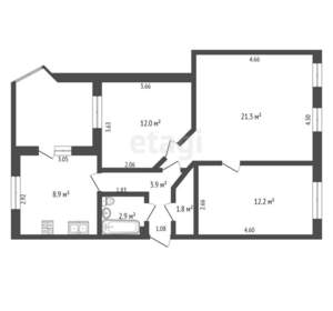 3-к квартира, вторичка, 63м2, 1/3 этаж