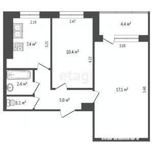 2-к квартира, вторичка, 44м2, 6/9 этаж