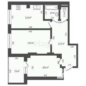 2-к квартира, вторичка, 60м2, 12/20 этаж