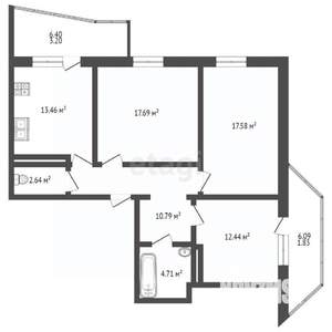 3-к квартира, вторичка, 85м2, 17/18 этаж