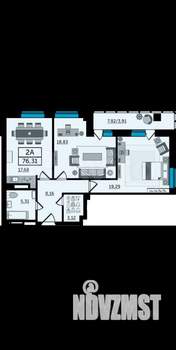 2-к квартира, вторичка, 79м2, 19/27 этаж