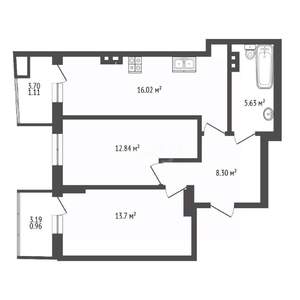 2-к квартира, вторичка, 58м2, 13/24 этаж