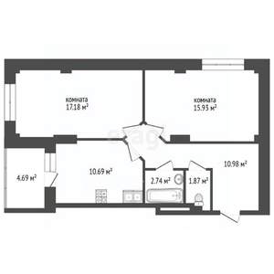2-к квартира, вторичка, 64м2, 14/25 этаж