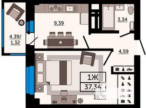 1-к квартира, вторичка, 37м2, 18/24 этаж