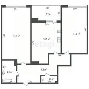 2-к квартира, вторичка, 53м2, 16/24 этаж