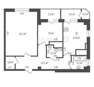 1-к квартира, вторичка, 64м2, 17/19 этаж