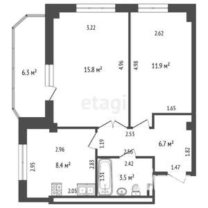 2-к квартира, вторичка, 53м2, 5/17 этаж