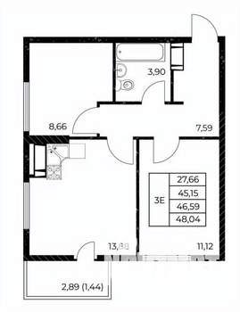 2-к квартира, вторичка, 48м2, 17/25 этаж