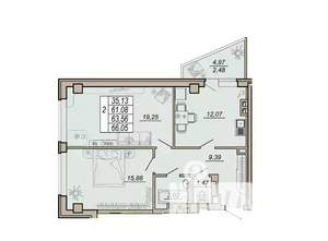 2-к квартира, вторичка, 66м2, 22/23 этаж